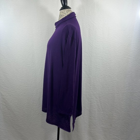 Terra & Sky Women's Size 3X  Slub Sharkbite Tunic Length Cowlneck Knit Top - Picture 5 of 9